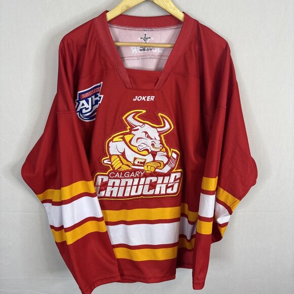 Calgary Canucks AJHL Hockey Jersey Men’s M Red Embroidered Alberta Juniors - Picture 1 of 5
